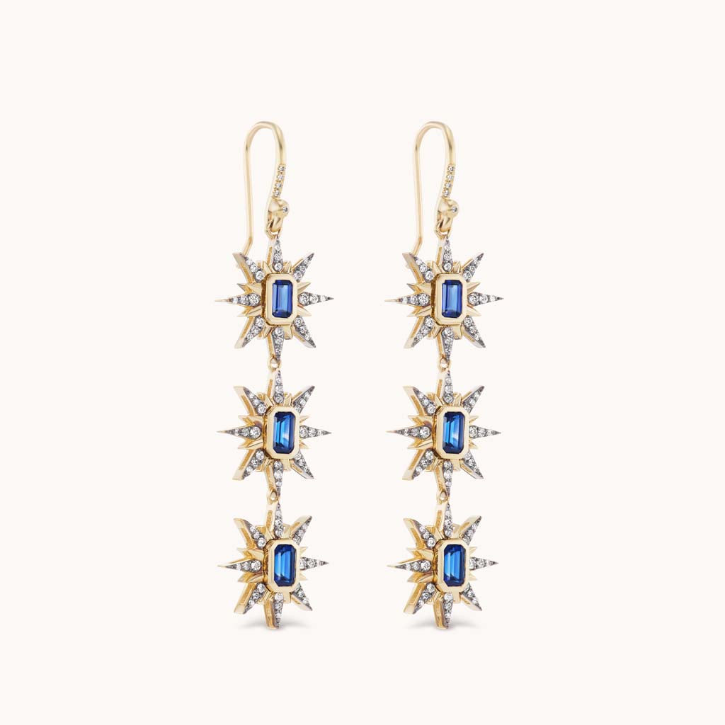 Multi Starburst Earrings Blue Sapphire - Marlo Laz