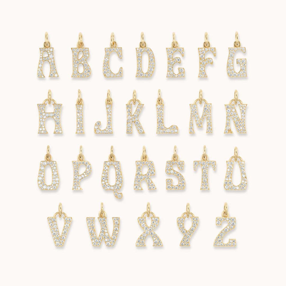 Pave Diamond Letter Charm