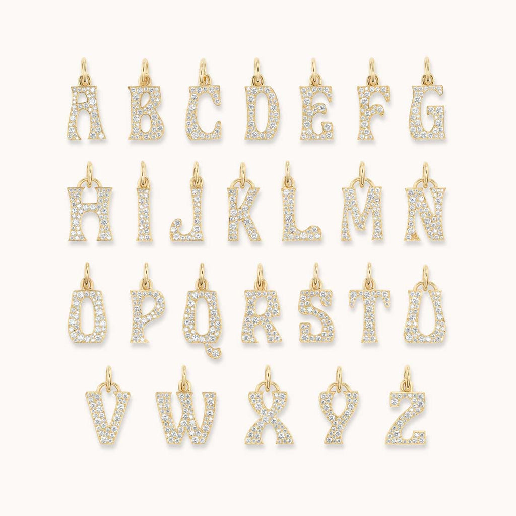 Pave Diamond Letter Charm