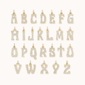 Pave Diamond Letter Charm