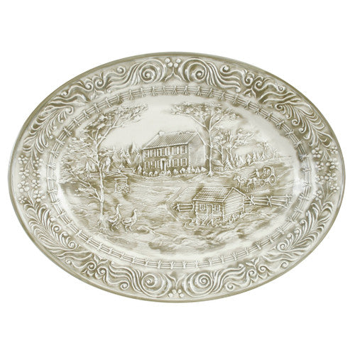 19" Embossed My Old Kentucky Home Oval Platter