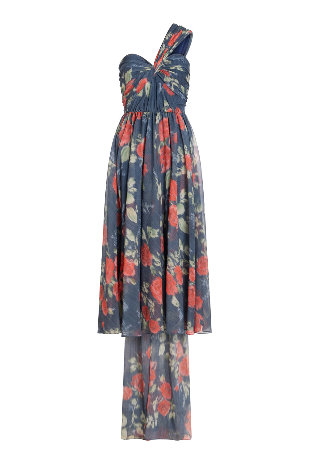 Erica Red Bloom Chiffon Midi Dress