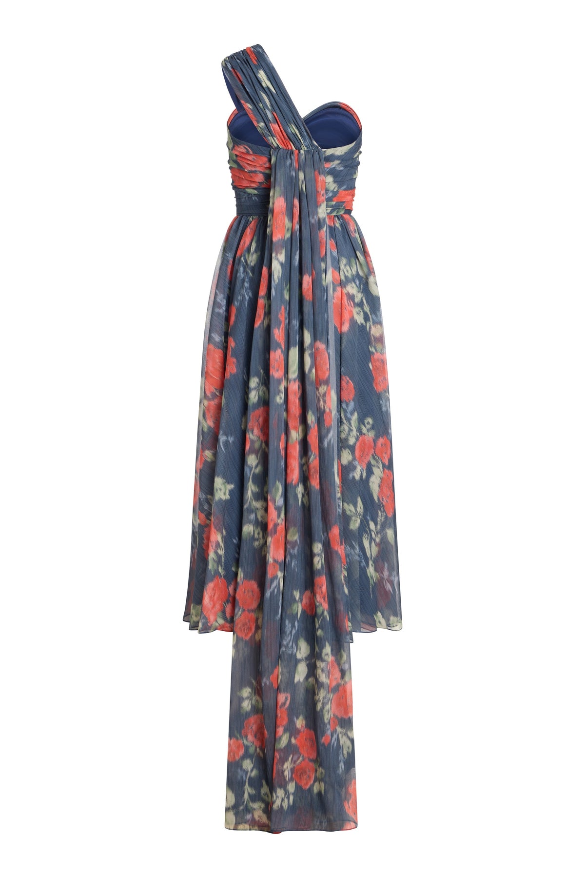 Erica Red Bloom Chiffon Midi Dress