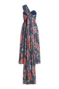 Erica Red Bloom Chiffon Midi Dress
