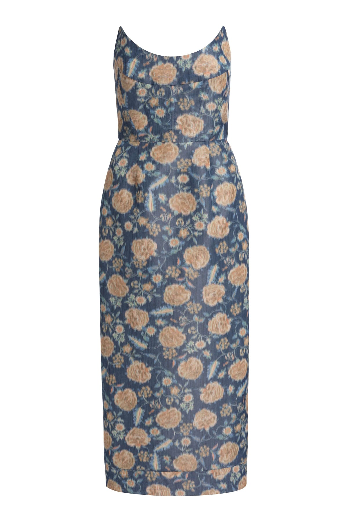 Cyprus Dusk Marigold Ikat Midi Dress