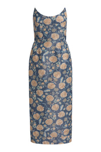 Cyprus Dusk Marigold Ikat Midi Dress