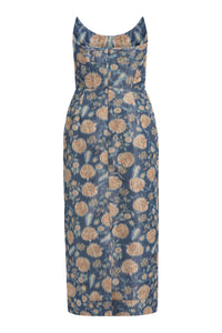 Cyprus Dusk Marigold Ikat Midi Dress
