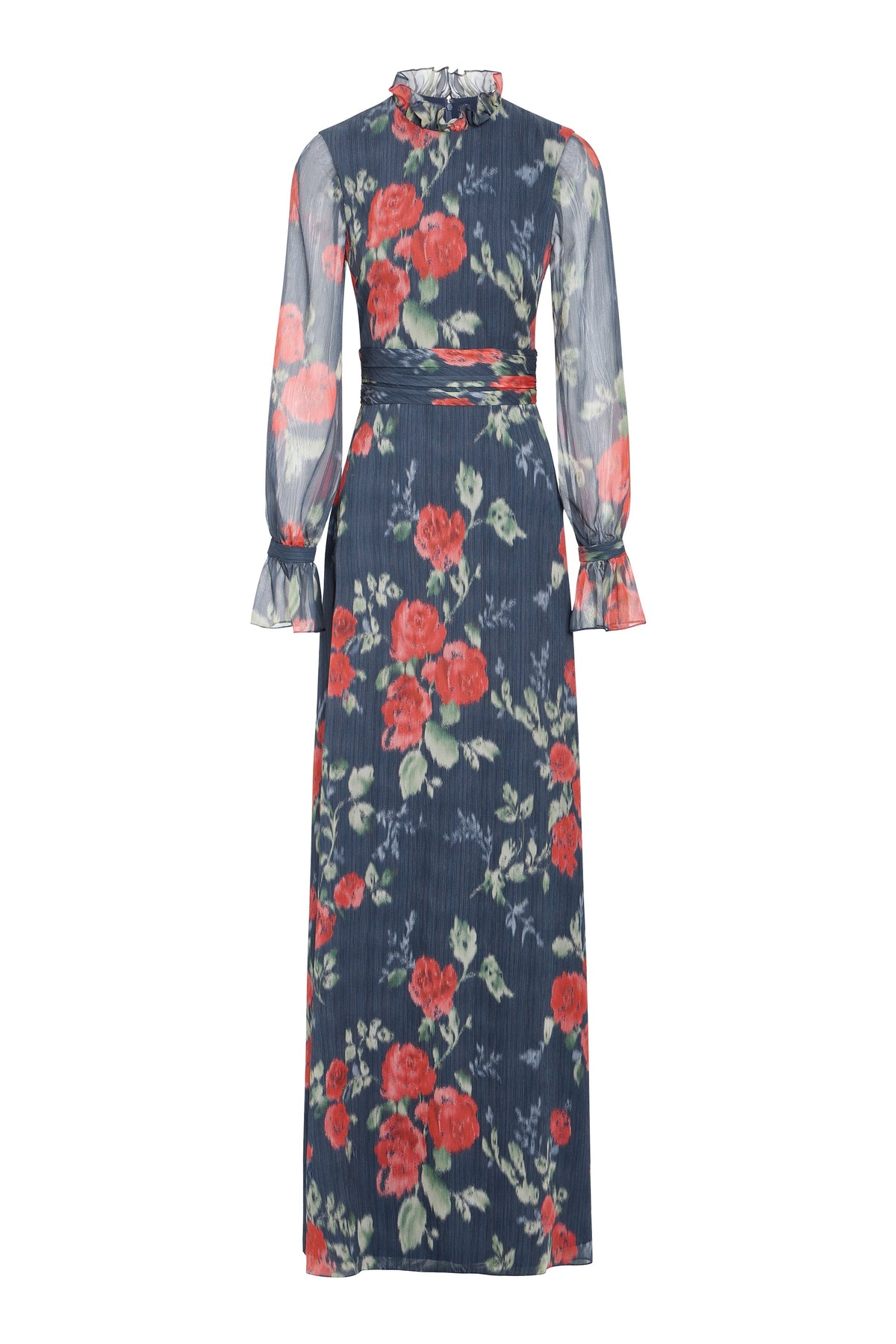 Adelaide Red Bloom Chiffon Gown