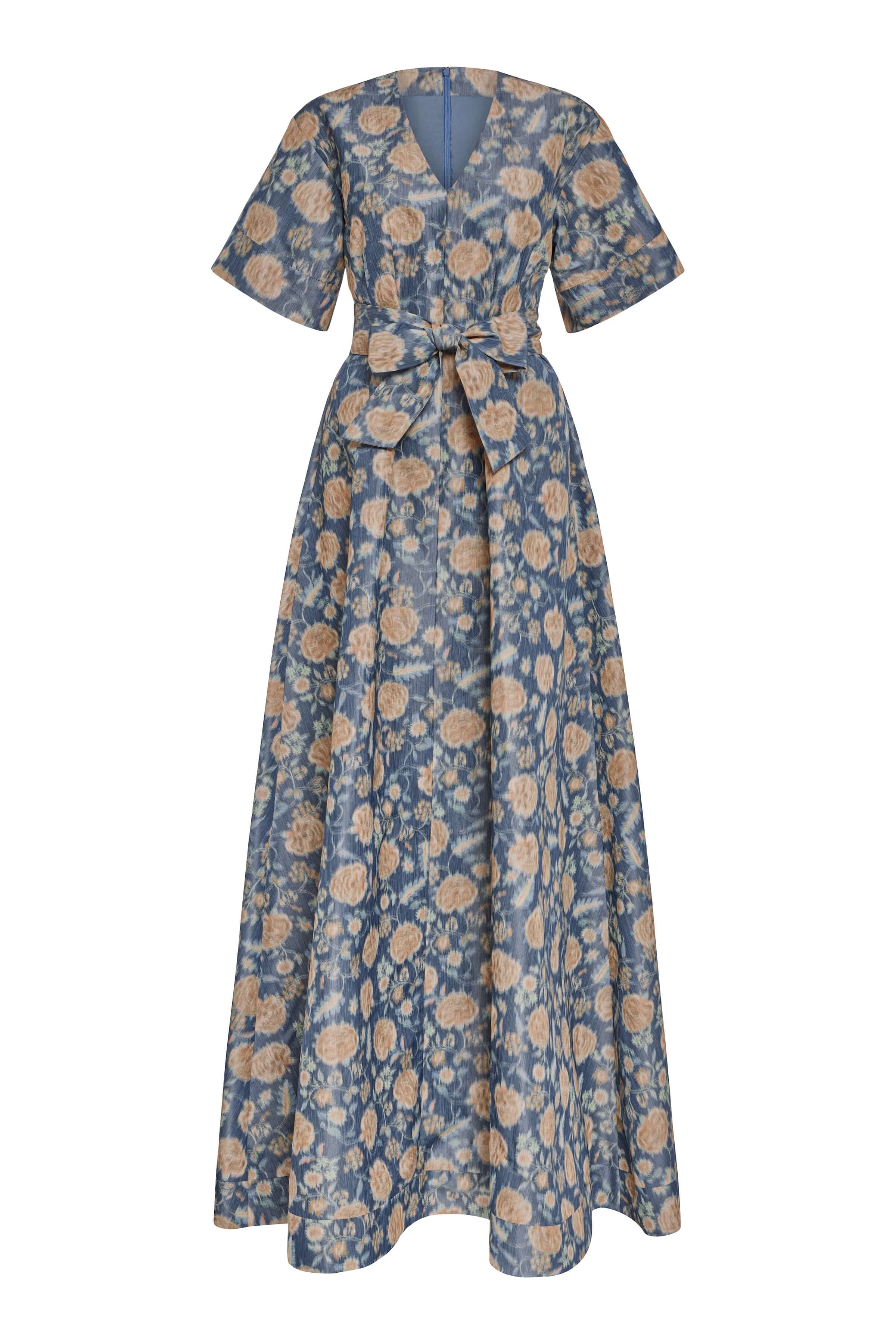 Margaretta Dusk Marigold Ikat Gown