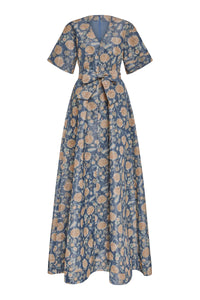 Margaretta Dusk Marigold Ikat Gown