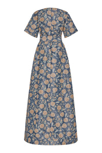 Margaretta Dusk Marigold Ikat Gown