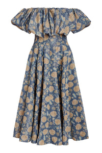 Freesia Dusk Marigold Ikat Midi Dress