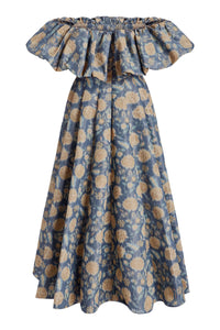 Freesia Dusk Marigold Ikat Midi Dress