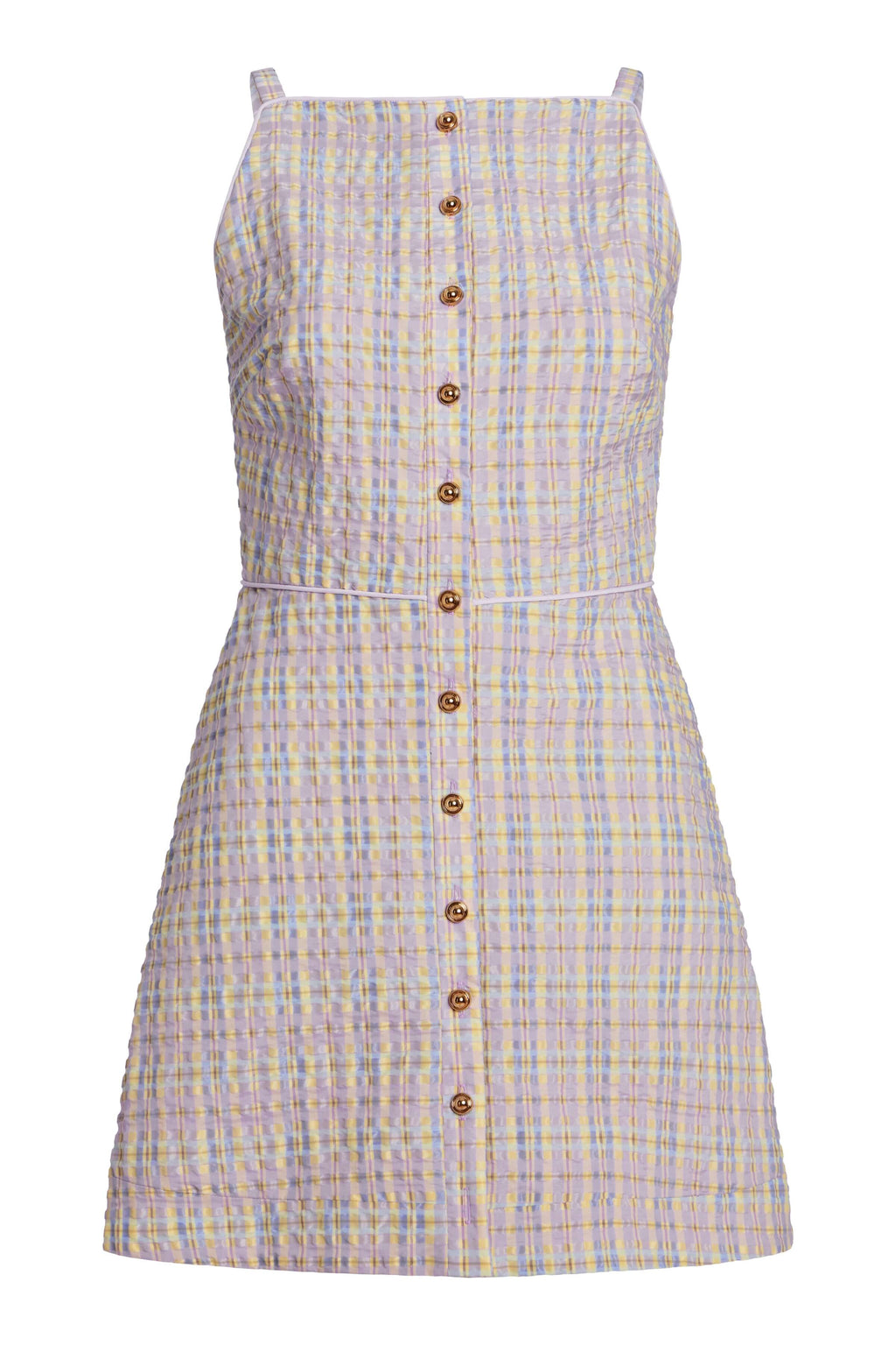Skye Pastel Plaid Button Up Mini Dress
