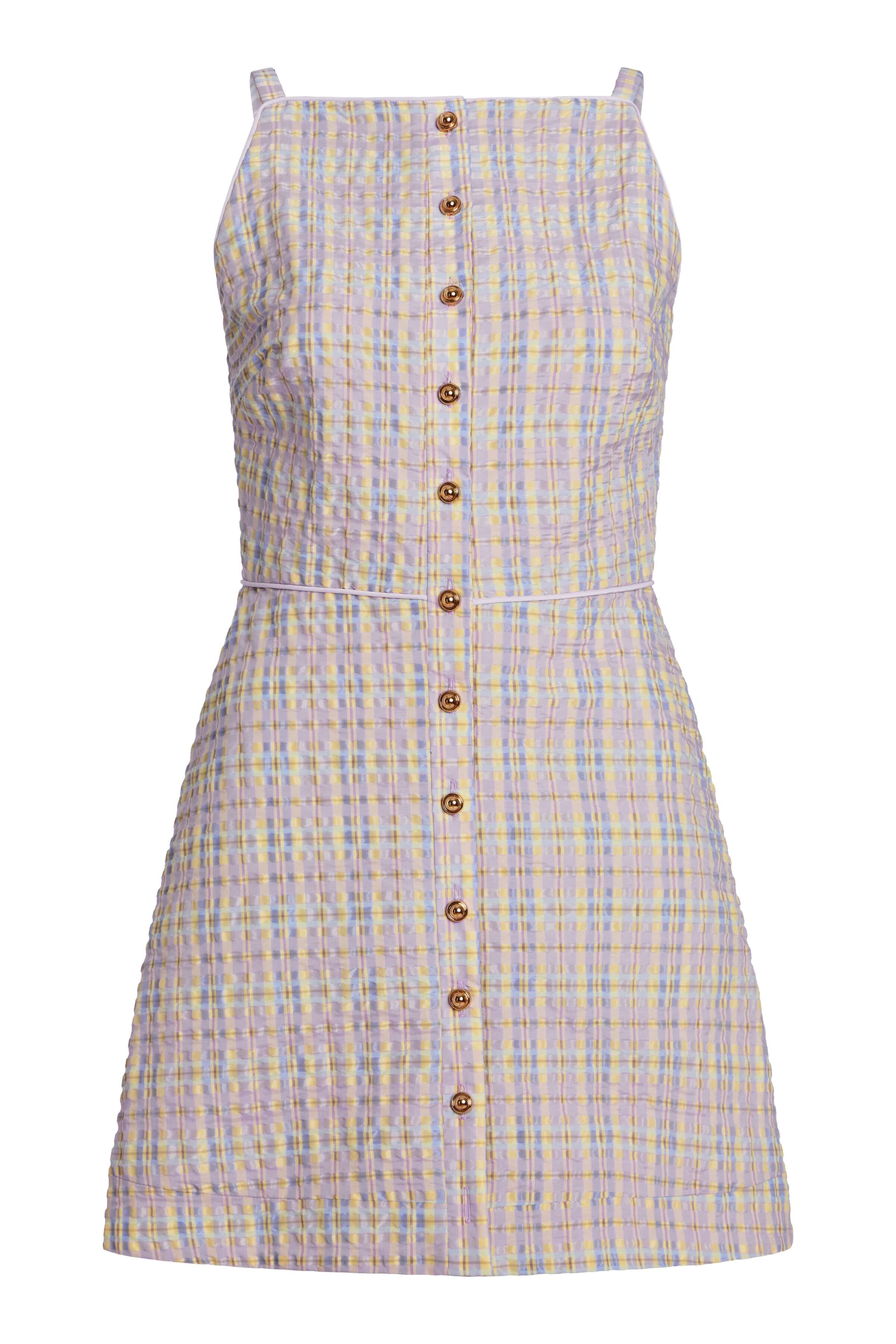 Skye Pastel Plaid Button Up Mini Dress