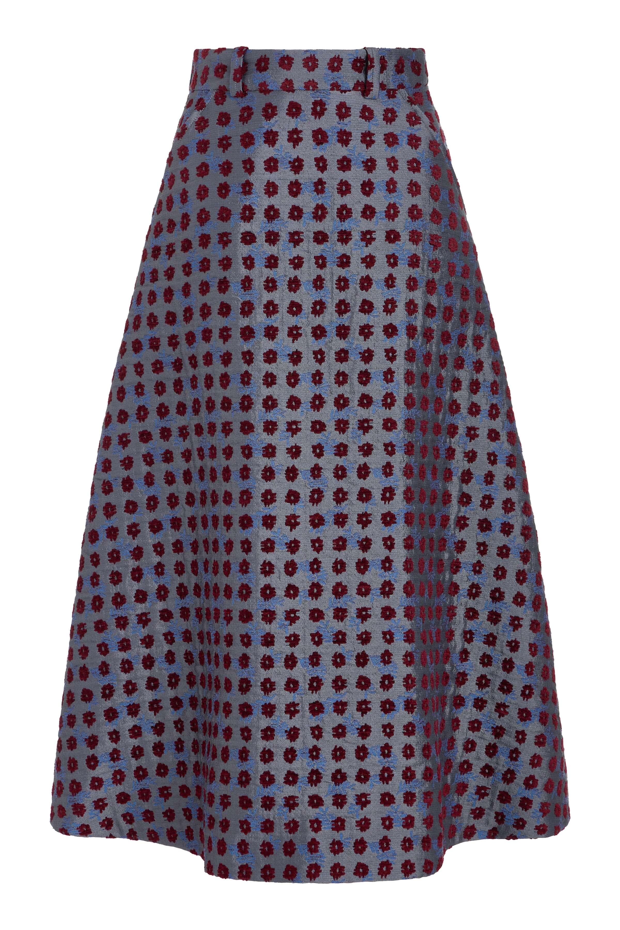 Frances Teal Tapestry Midi Skirt