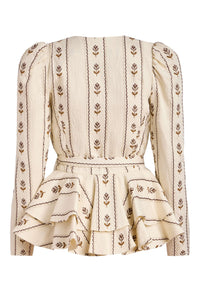 Vega Ivory Linen Wrap Top