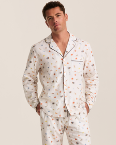 Men’s Twill Pajama Set in Thanksgiving Traditions