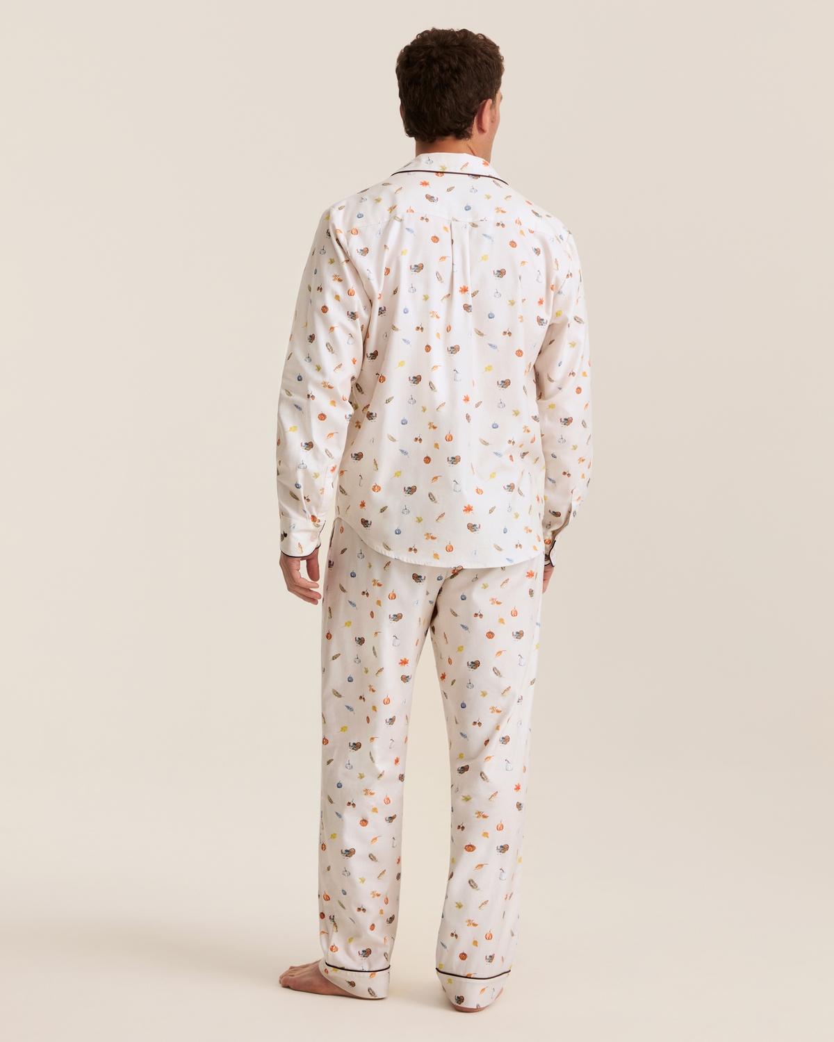 Men’s Twill Pajama Set in Thanksgiving Traditions
