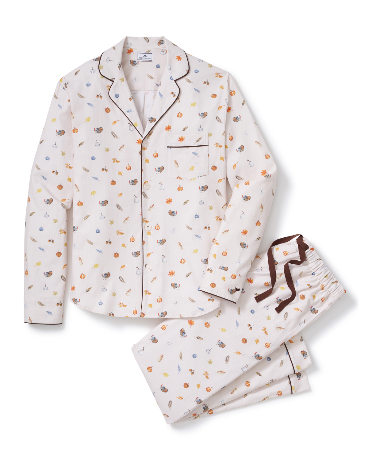Men’s Twill Pajama Set in Thanksgiving Traditions