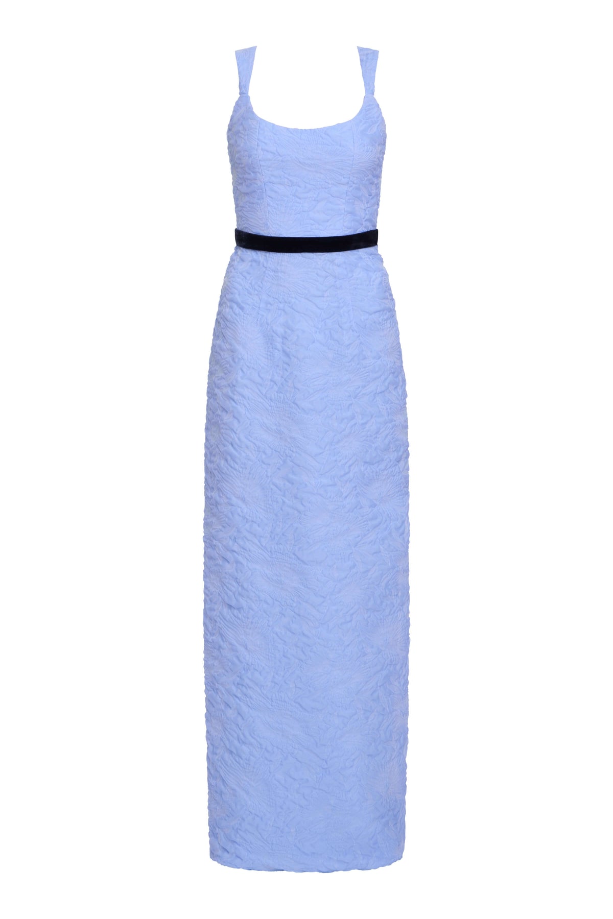 Robin Powder Blue Floral Cloque Gown