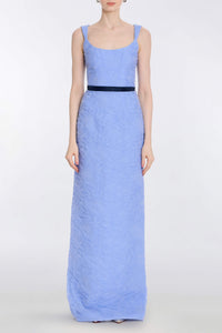 Robin Powder Blue Floral Cloque Gown