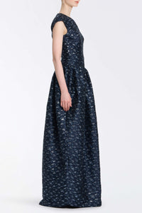 Ballade Navy Floral Brocade Gown