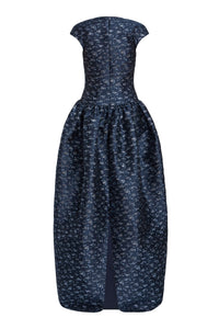 Ballade Navy Floral Brocade Gown