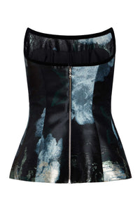 Lola Metallic Watercolor Floral Brocade Top
