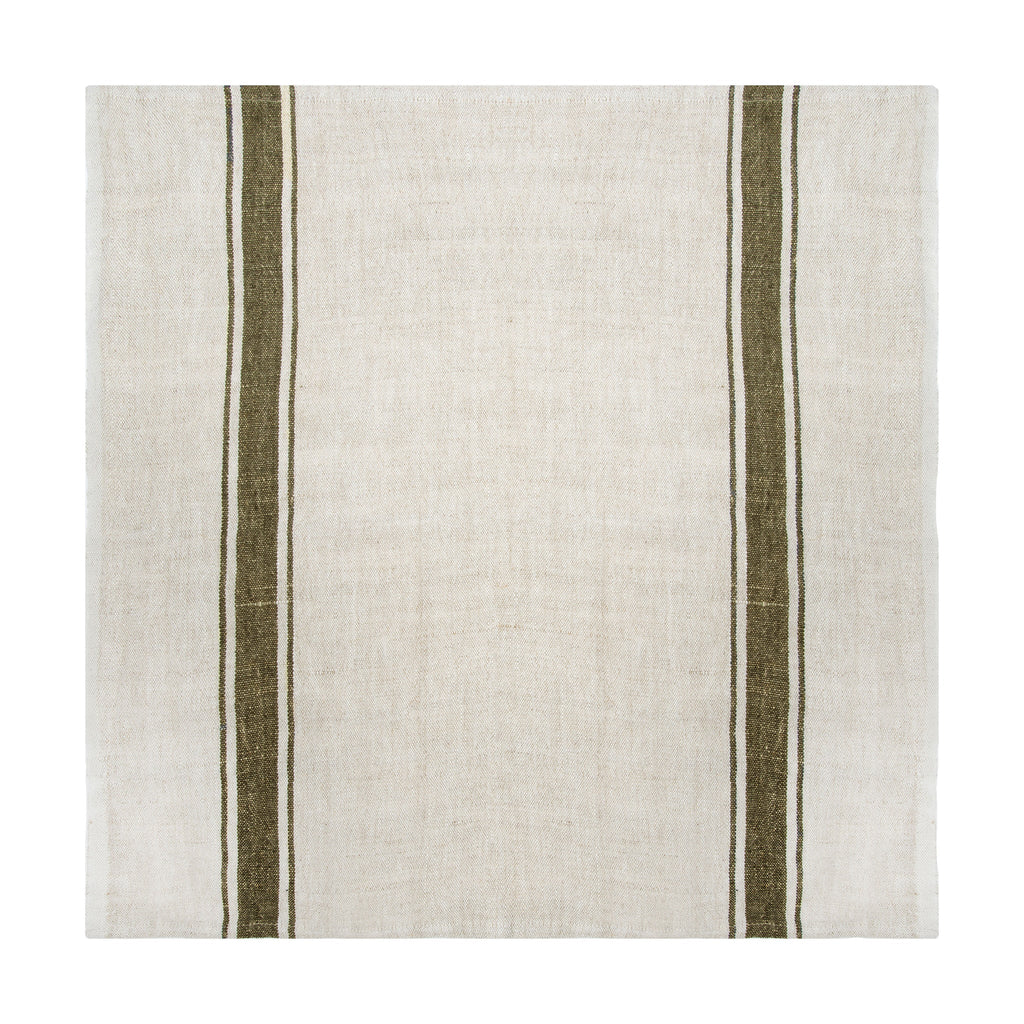 Marseille Napkins in Olive Green & Natural, Set of 4