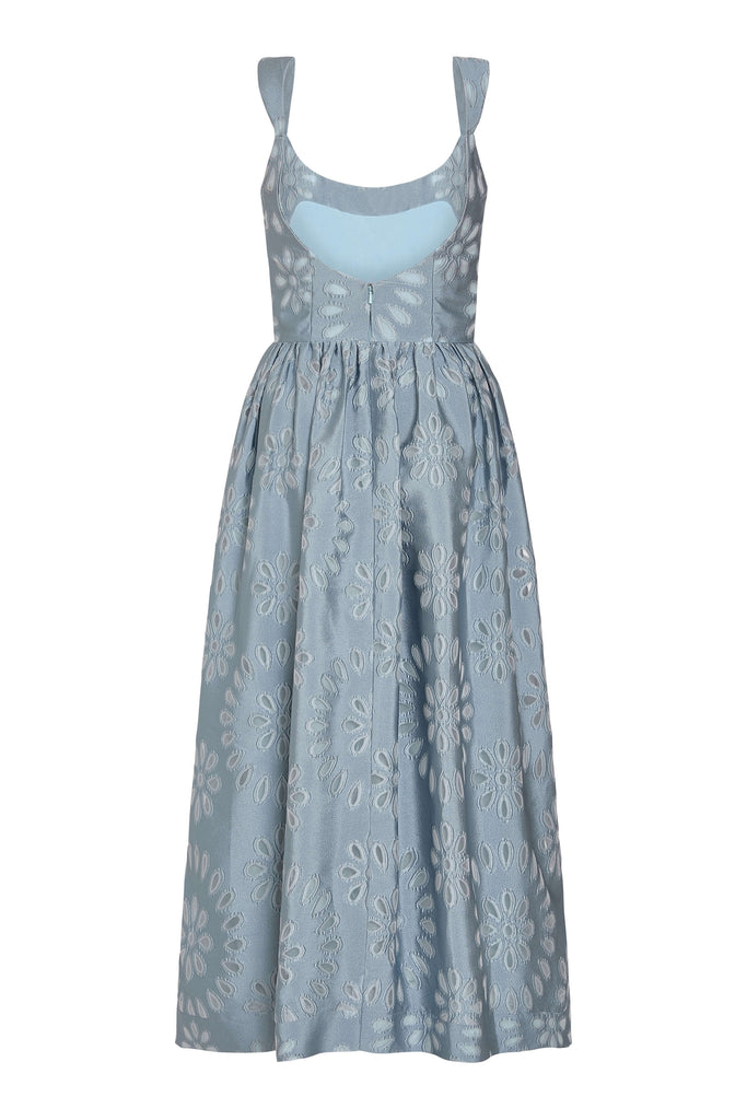 Apple Floral Organza Burnout Corset Midi Dress