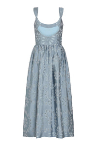 Apple Floral Organza Burnout Corset Midi Dress