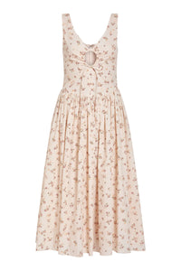Penelope Blush Bouquet Cotton Eyelet Keyhole Midi Dress