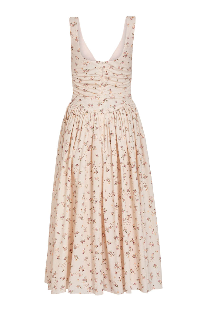 Penelope Blush Bouquet Cotton Eyelet Keyhole Midi Dress