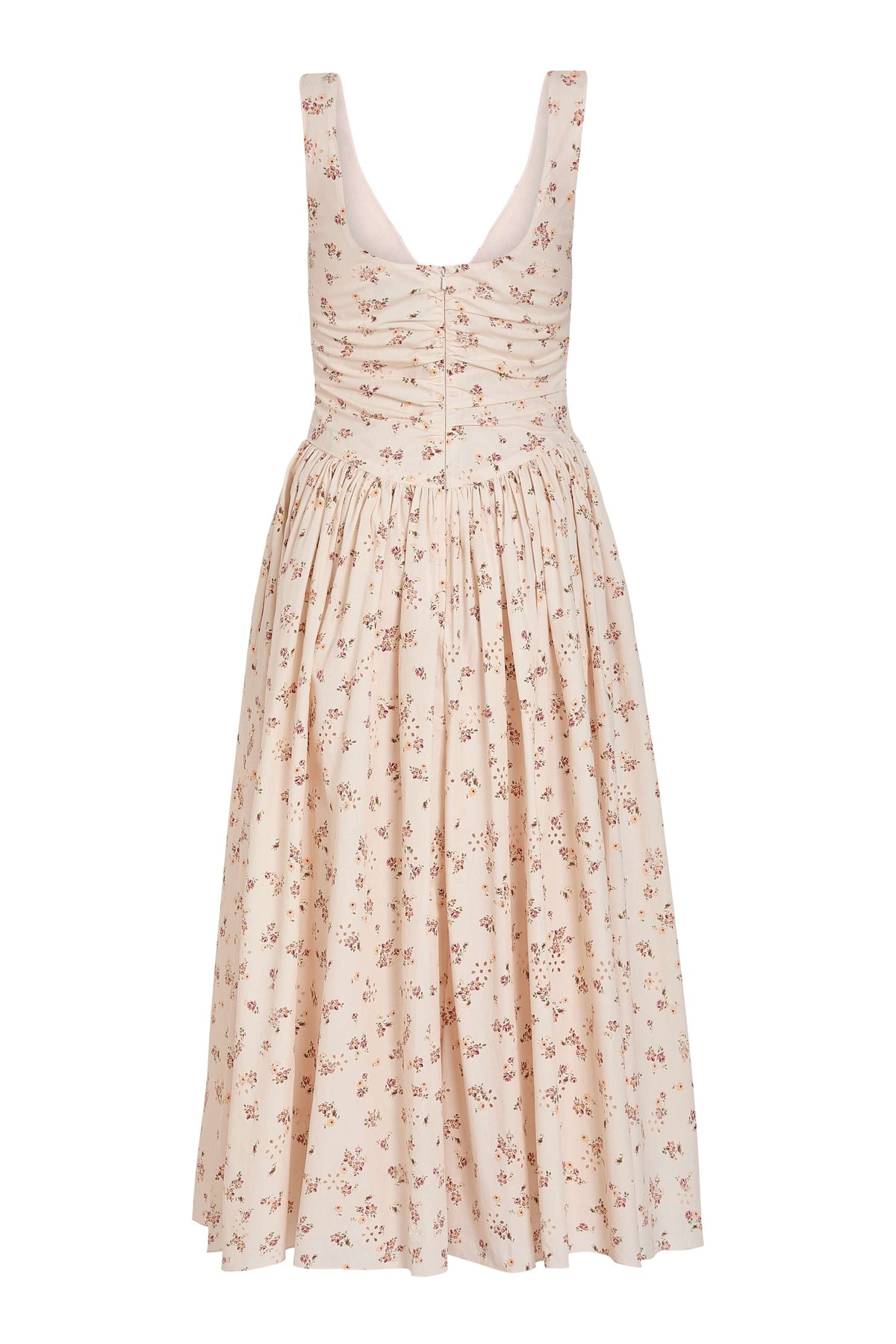 Penelope Blush Bouquet Cotton Eyelet Keyhole Midi Dress