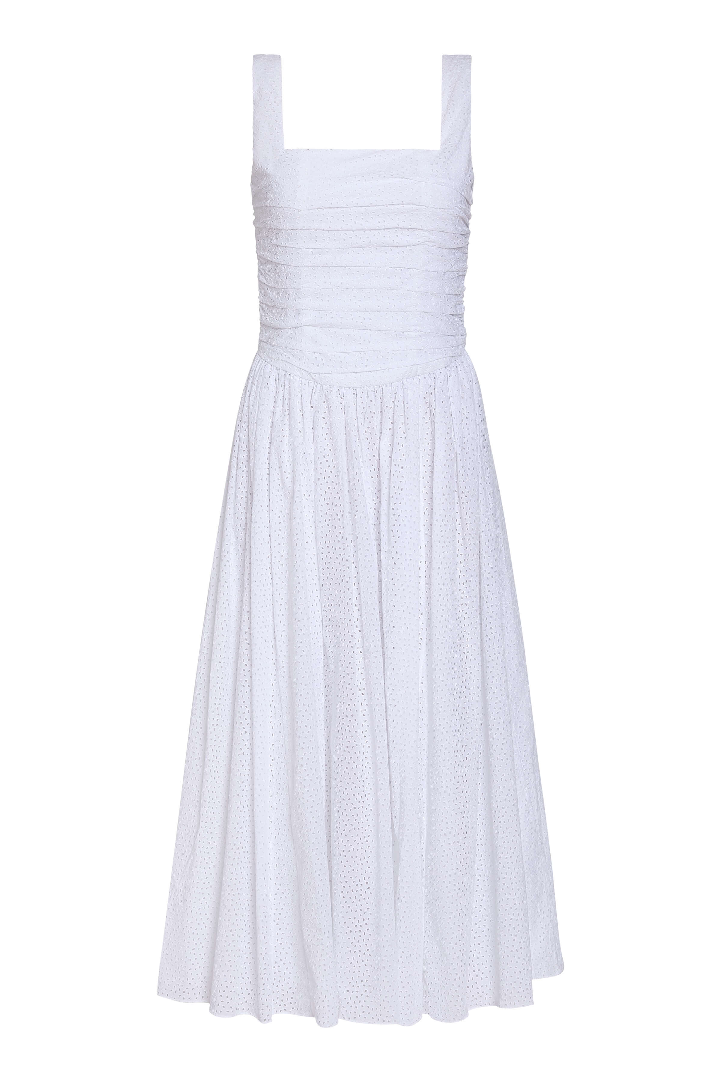 Maeve Cotton Eyelet Square Neck Midi Dress