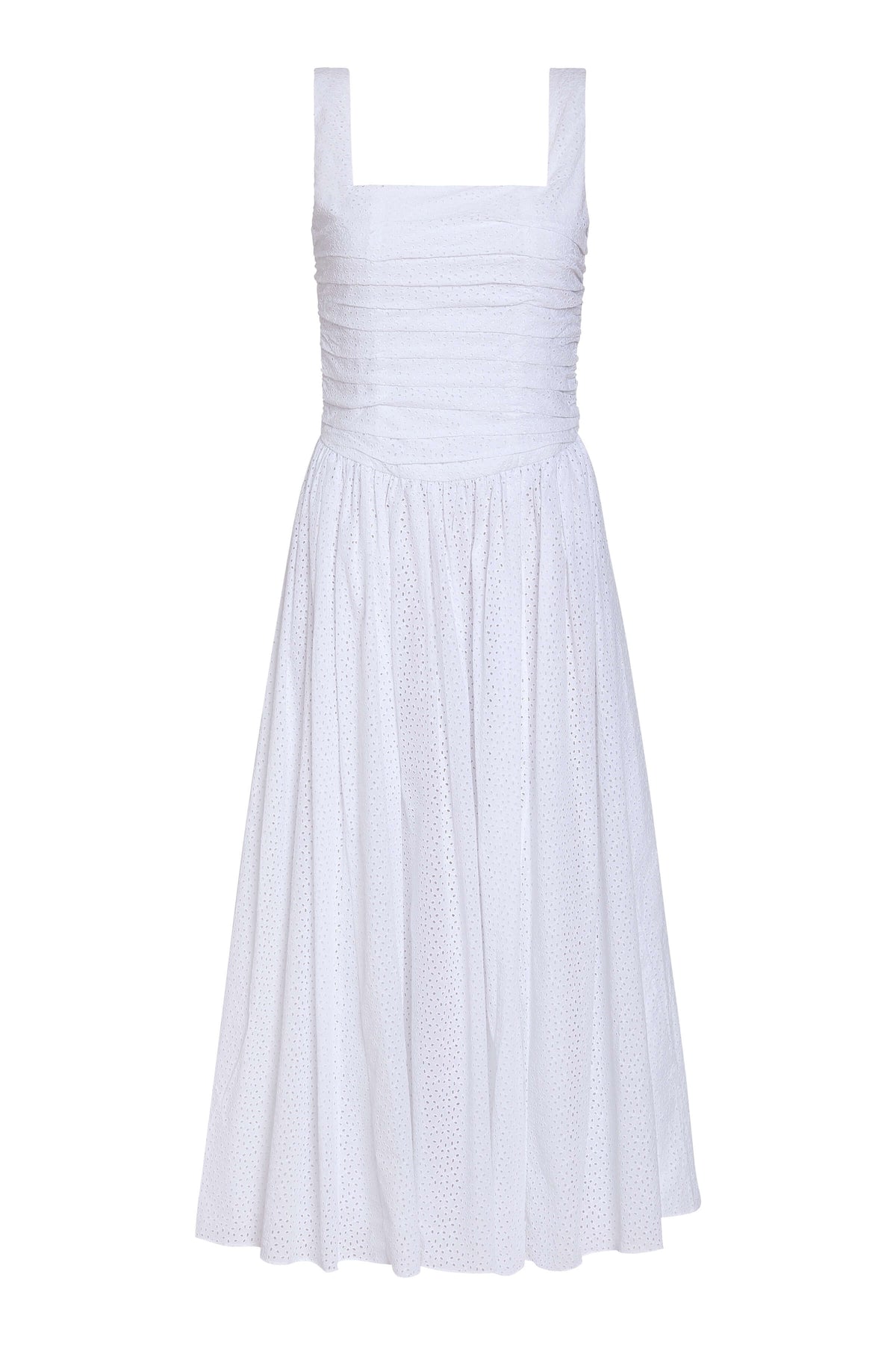 Maeve Cotton Eyelet Square Neck Midi Dress