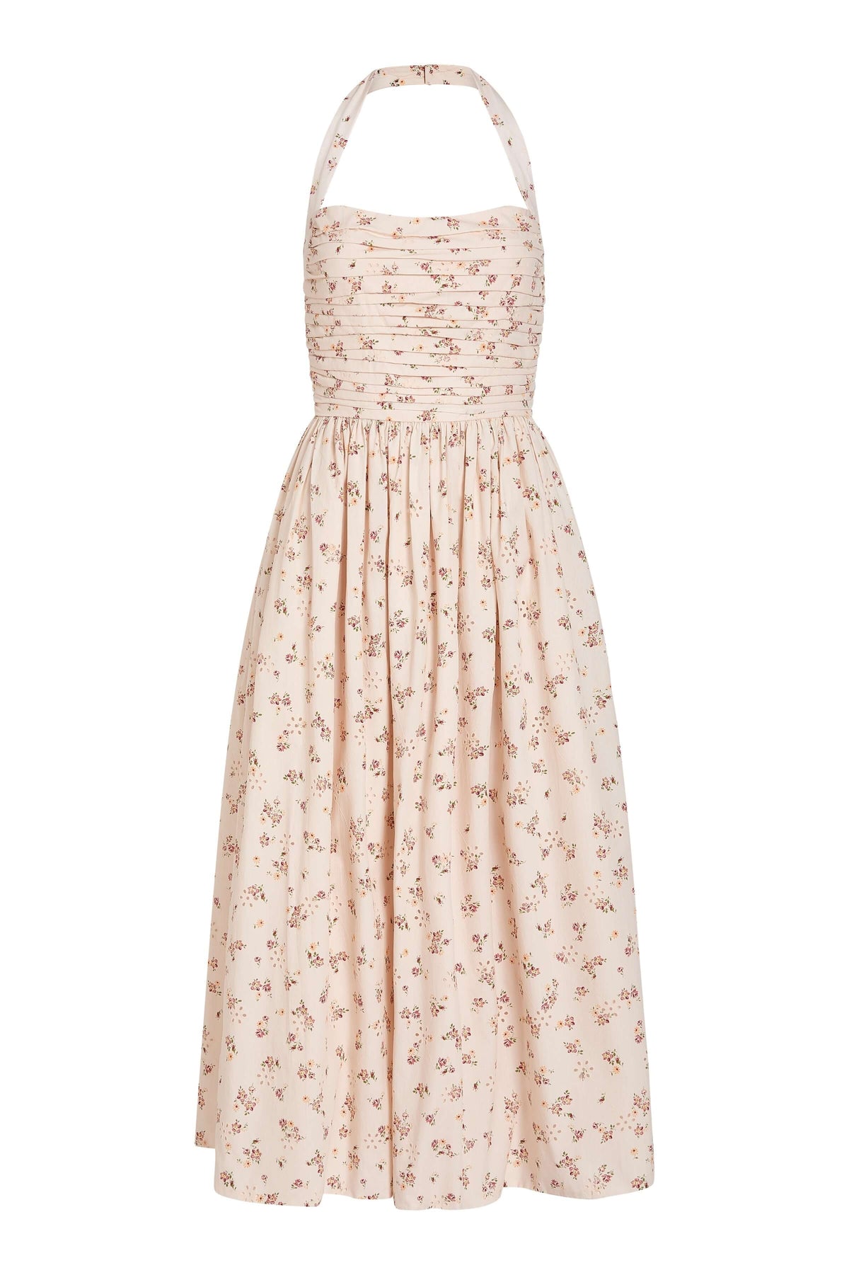 Leia Blush Bouquet Halter Neck Midi Dress