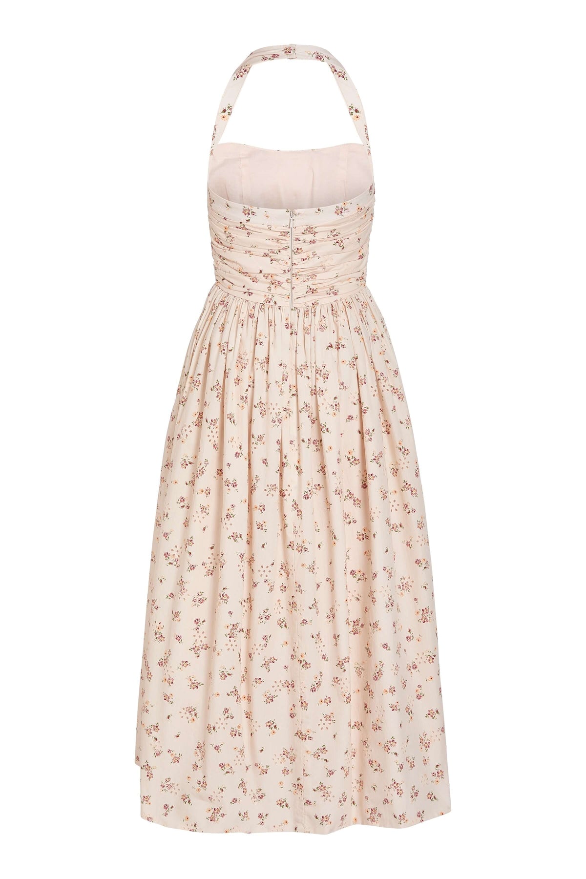 Leia Blush Bouquet Halter Neck Midi Dress