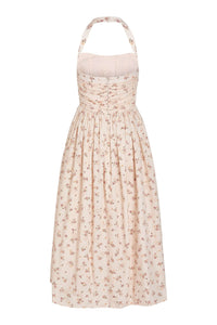 Leia Blush Bouquet Halter Neck Midi Dress