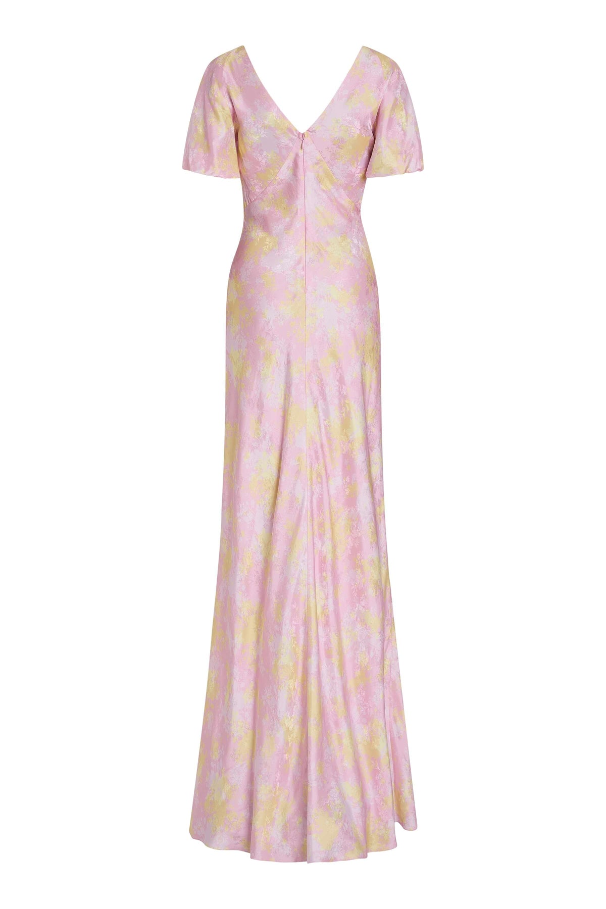 Lilou Floral Satin Puff Sleeve Gown