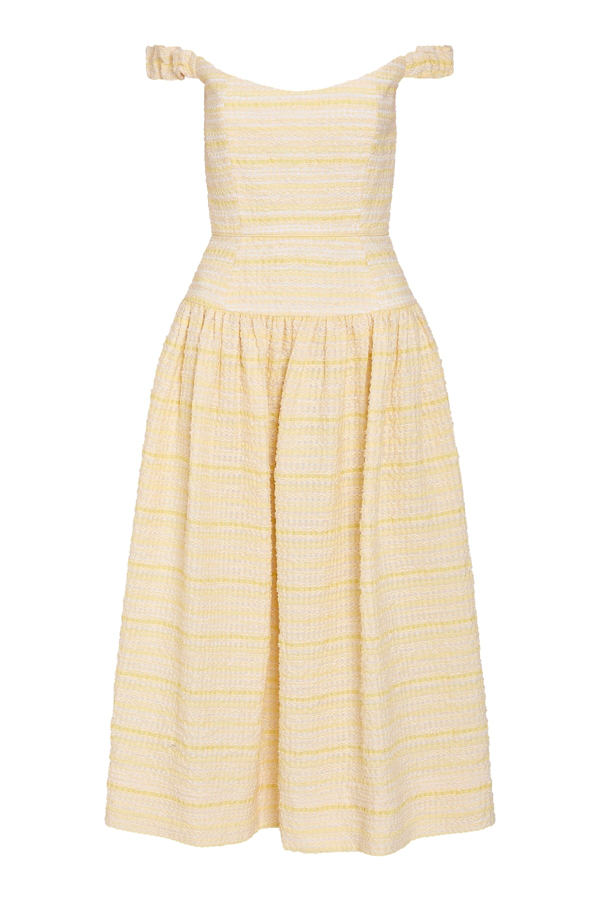 Giorgie Lemon Textured Stripe Midi Dress