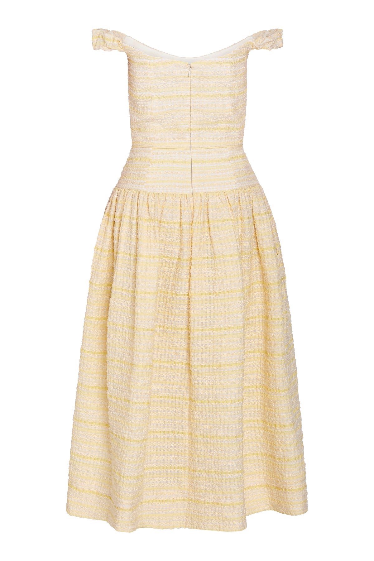 Giorgie Lemon Textured Stripe Midi Dress