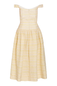 Giorgie Lemon Textured Stripe Midi Dress