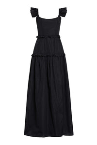 Alanna Black Gingham Taffeta Ruffle Tiered Gown