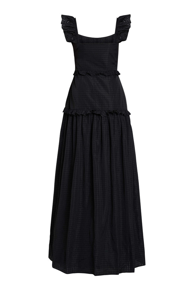Alanna Black Gingham Taffeta Ruffle Tiered Gown