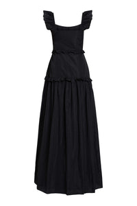 Alanna Black Gingham Taffeta Ruffle Tiered Gown