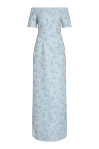 Gilda Cornflower And Mint Brocade Gown