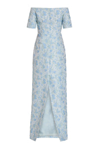 Gilda Cornflower And Mint Brocade Gown