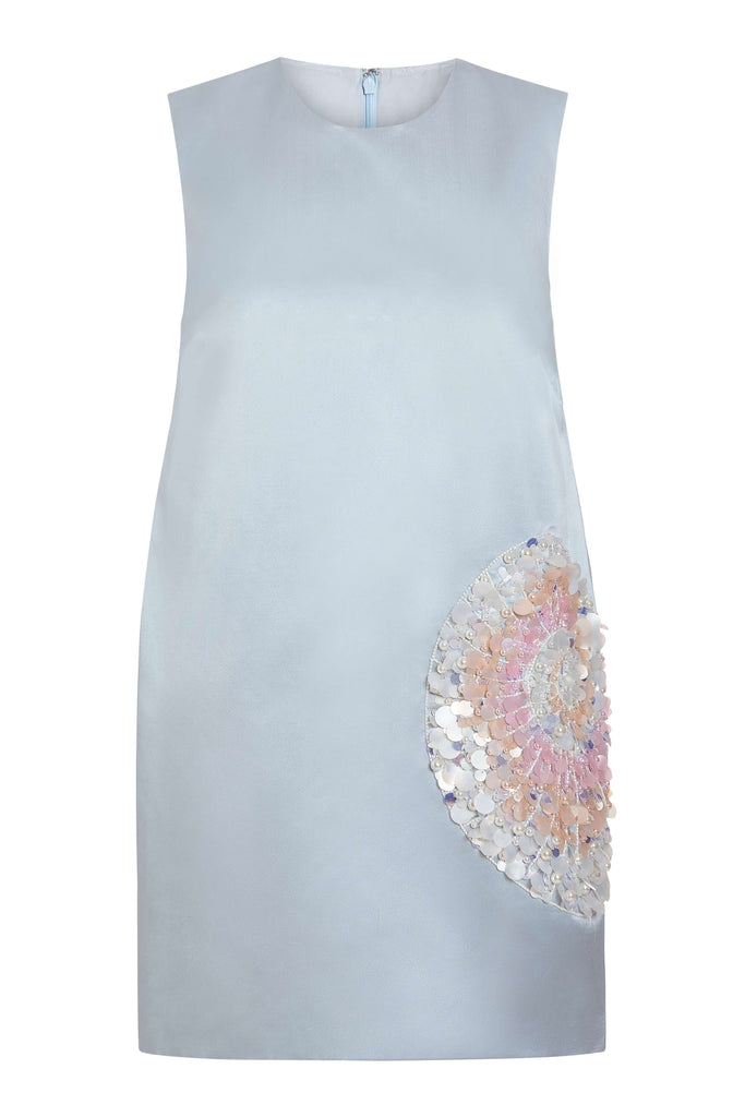 Daisy Bluebell Satin Mini Cocoon Dress